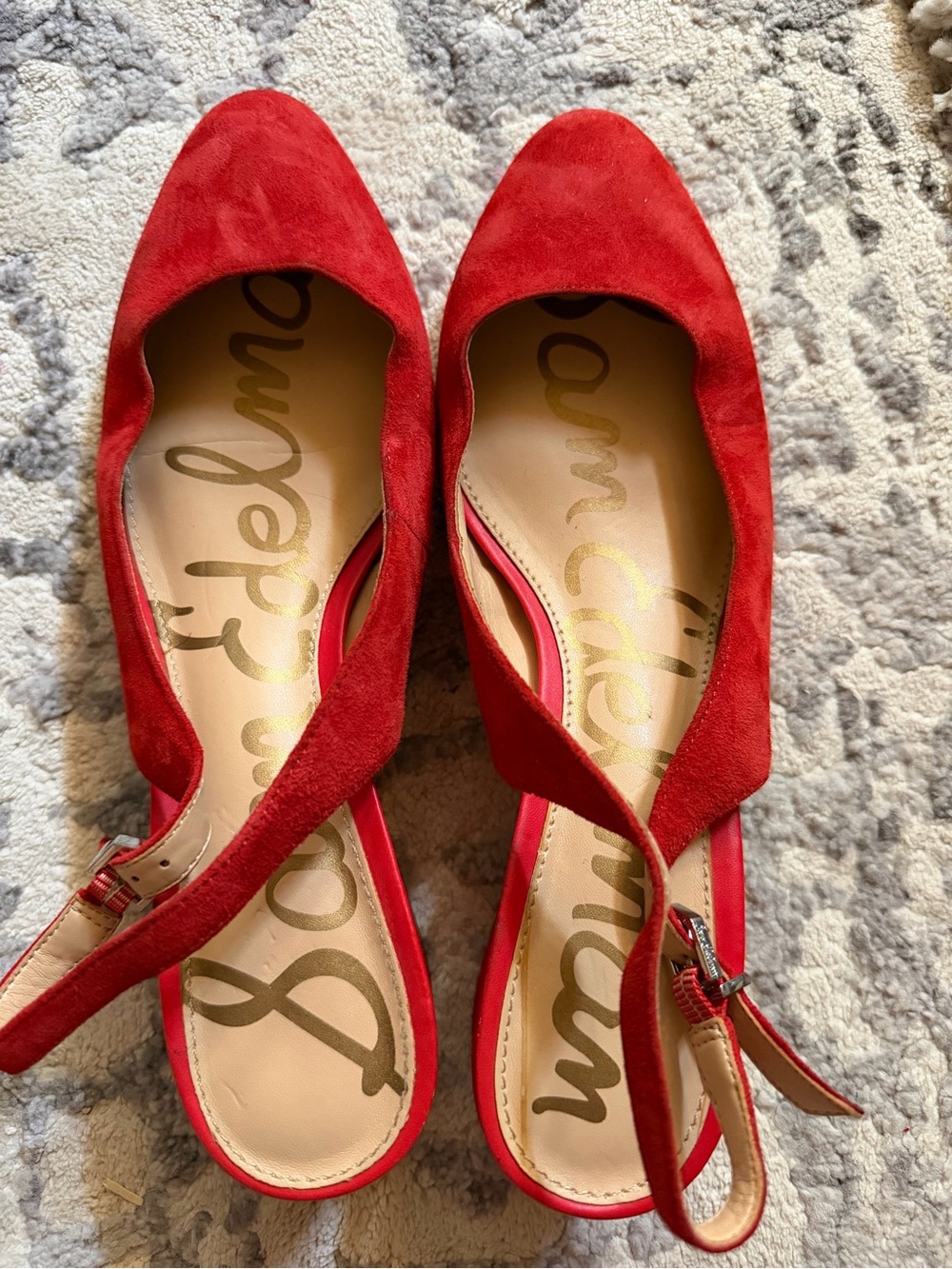 Sam Edelman Red Suede Pointed Toe Slingback Flats